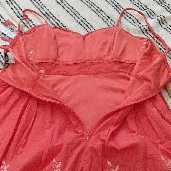 Coral Embroidered Baby Doll Summer Dress - Picture 6 of 8